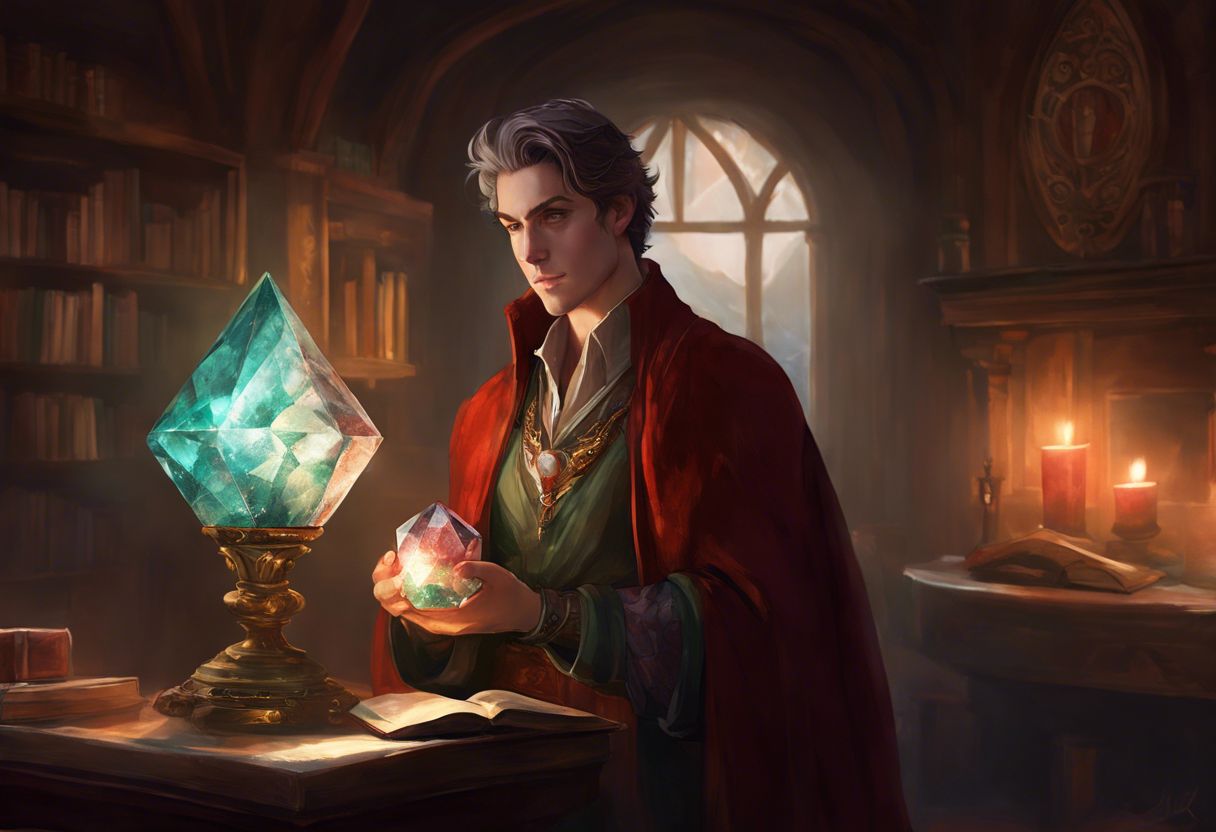 A person holding gemstones in a cozy study. A person holding gemstones in a cozy study.