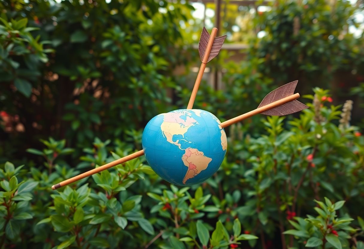 A wooden arrow piercing a heart-shaped globe represents the influence of Chiron in Sagittarius on relationships. A wooden arrow piercing a heart-shaped globe represents the influence of Chiron in Sagittarius on relationships.